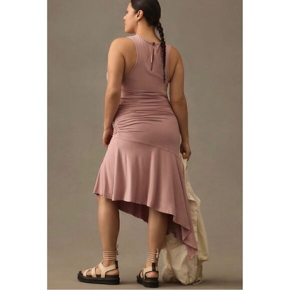 NEW Daily Practice Anthropologie Asymmetrical Sleeveless Ruched Dress Plus 1X - Picture 2 of 4
